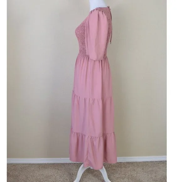 WAYF Camden Smocked Midi Tiered Dress - XS - Picture 5 of 9